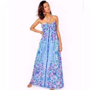 Viv Maxi Dress- Lilly Pulitzer Multi Hidden Treasure Engineered Woven Size 6 NWT